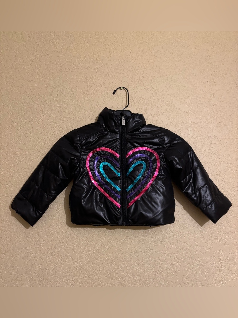 NWT Peek toddler girls Sequin Heart Puffer Jacket sz 2T